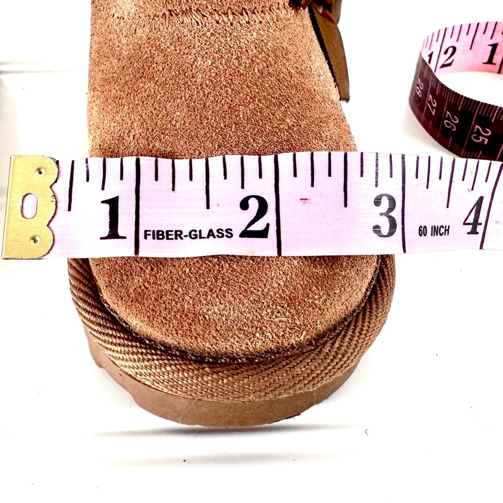 Children’s BEAR PAW Suede Brown Faux Fur Trimmed Boot with Bow Size 4 - Picture 10 of 12